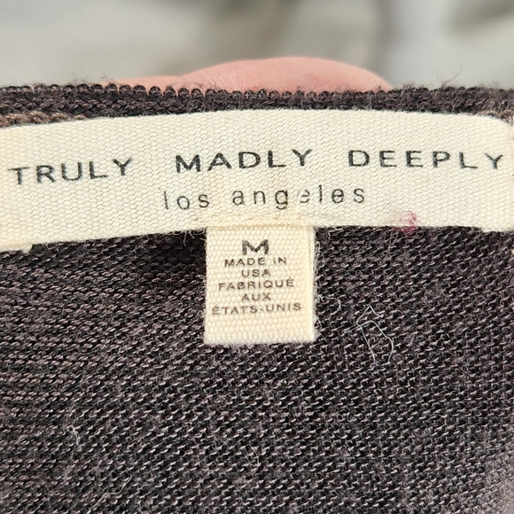 Truly Madly Deeply Los Angeles Brown Raw Edges Tunic Tank Top. Size Medium - Picture 6 of 8